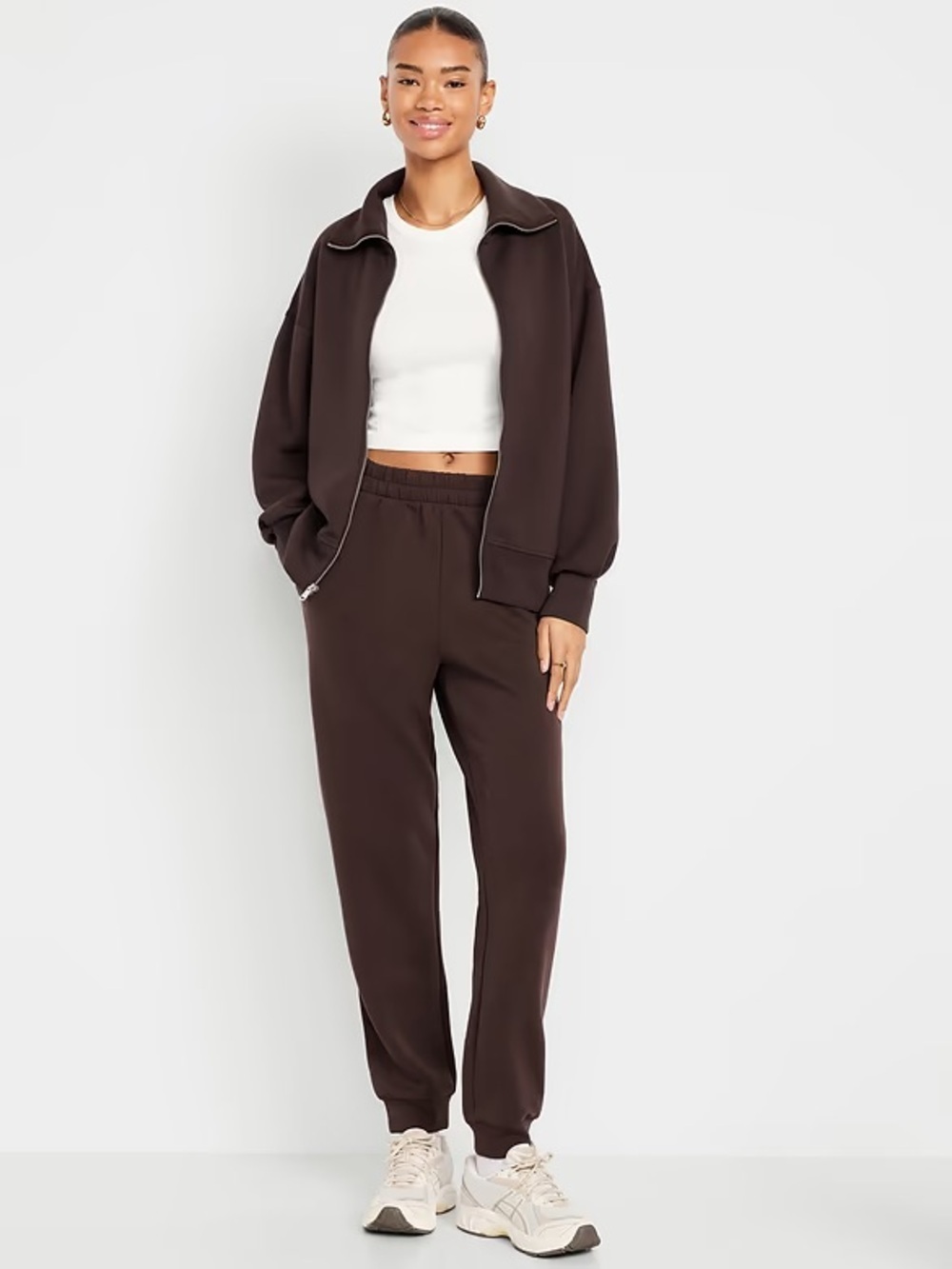 NWT! Old Navy High-Waisted Bounce Fleece Women's Brown Jogger Sweatpants